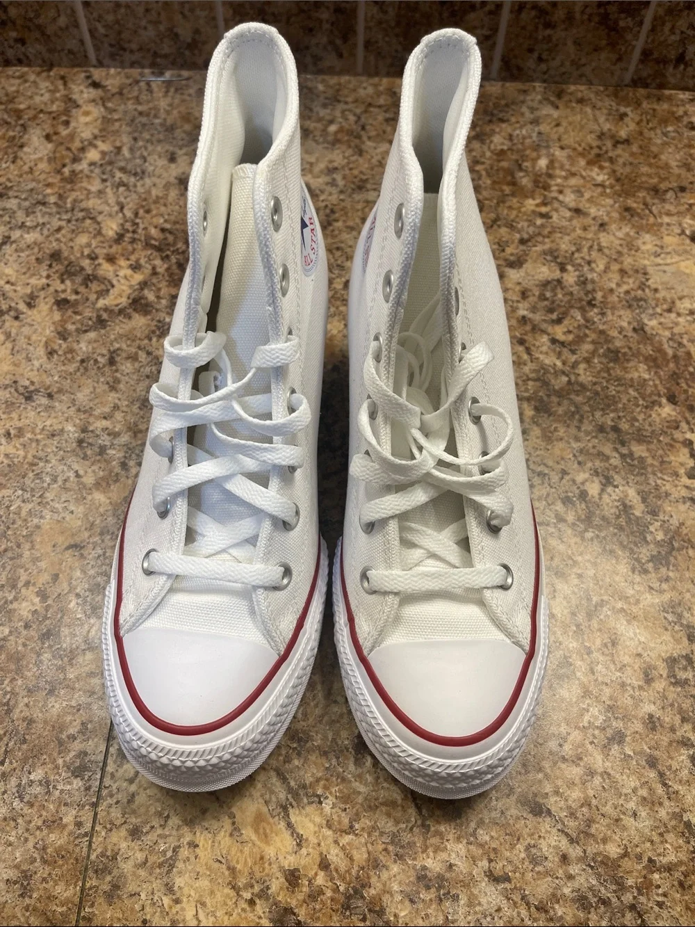 Converse Wedge Canvas Sneakers - White with Red and Black Trim. NO BOX!!